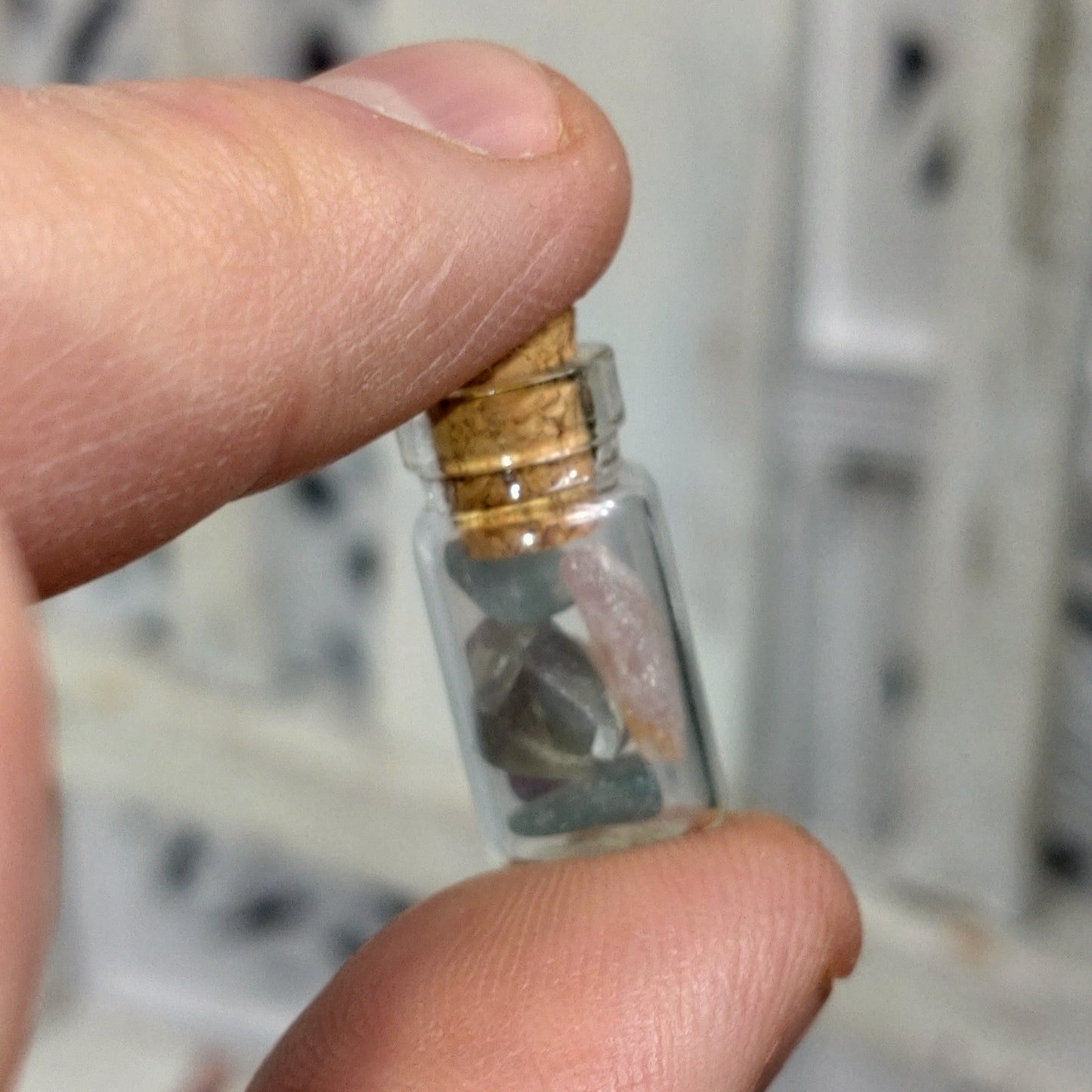 Regnbågsflouriter i liten glasburk DSC-4458