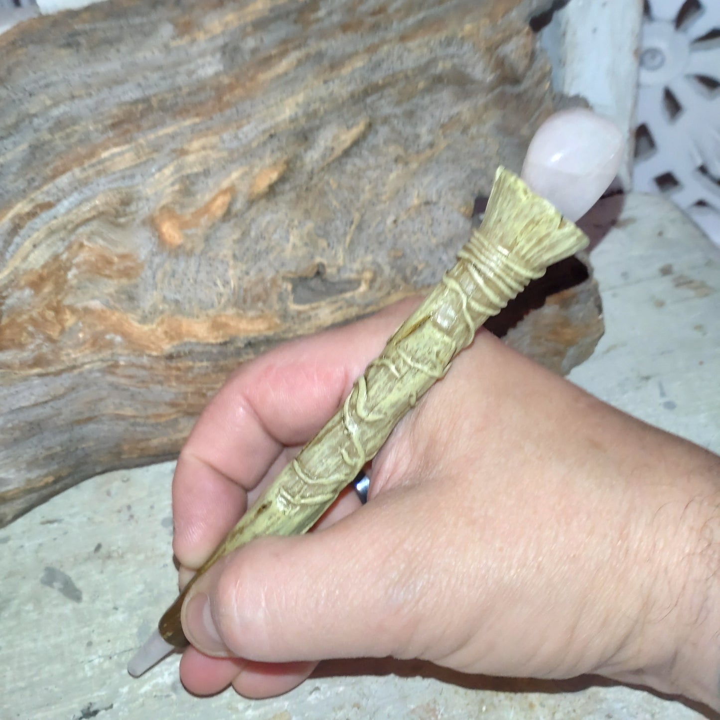 Handmålad bläckpenna med Rosenkvarts