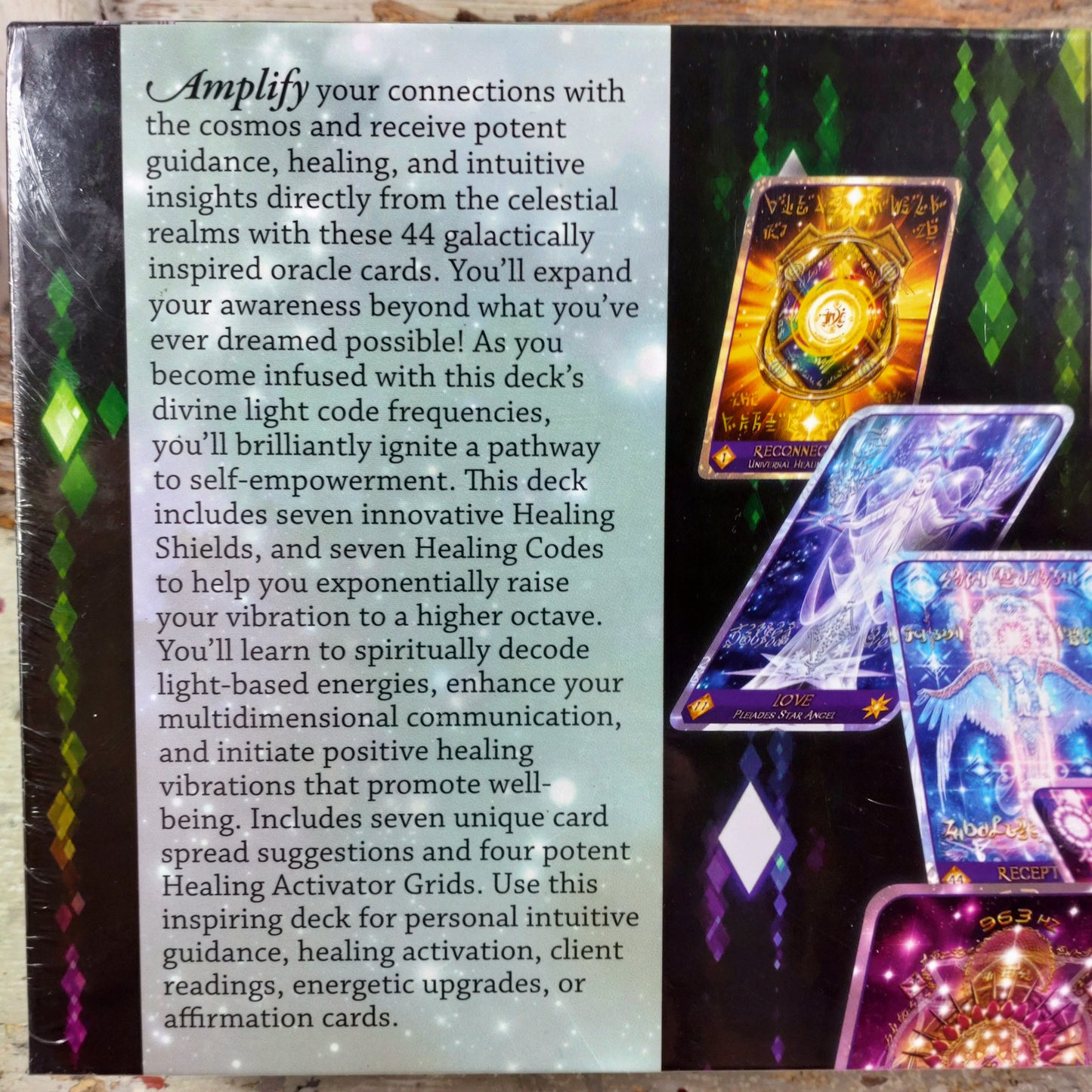 Celestial frequencies Oracle cards and healing activators.