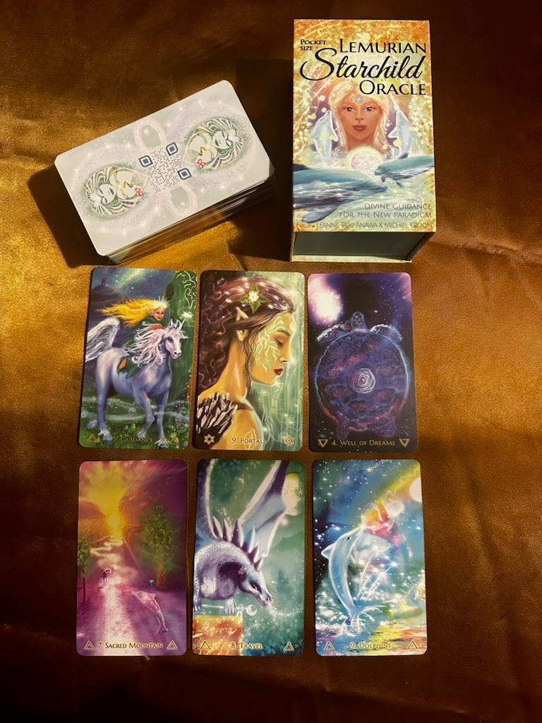 Lemurian Starchild Oracle cards. Guidebok via QR code. Lemurianspets medföljer denna kortlek. Värde 50 kr IMG-20231221_170559