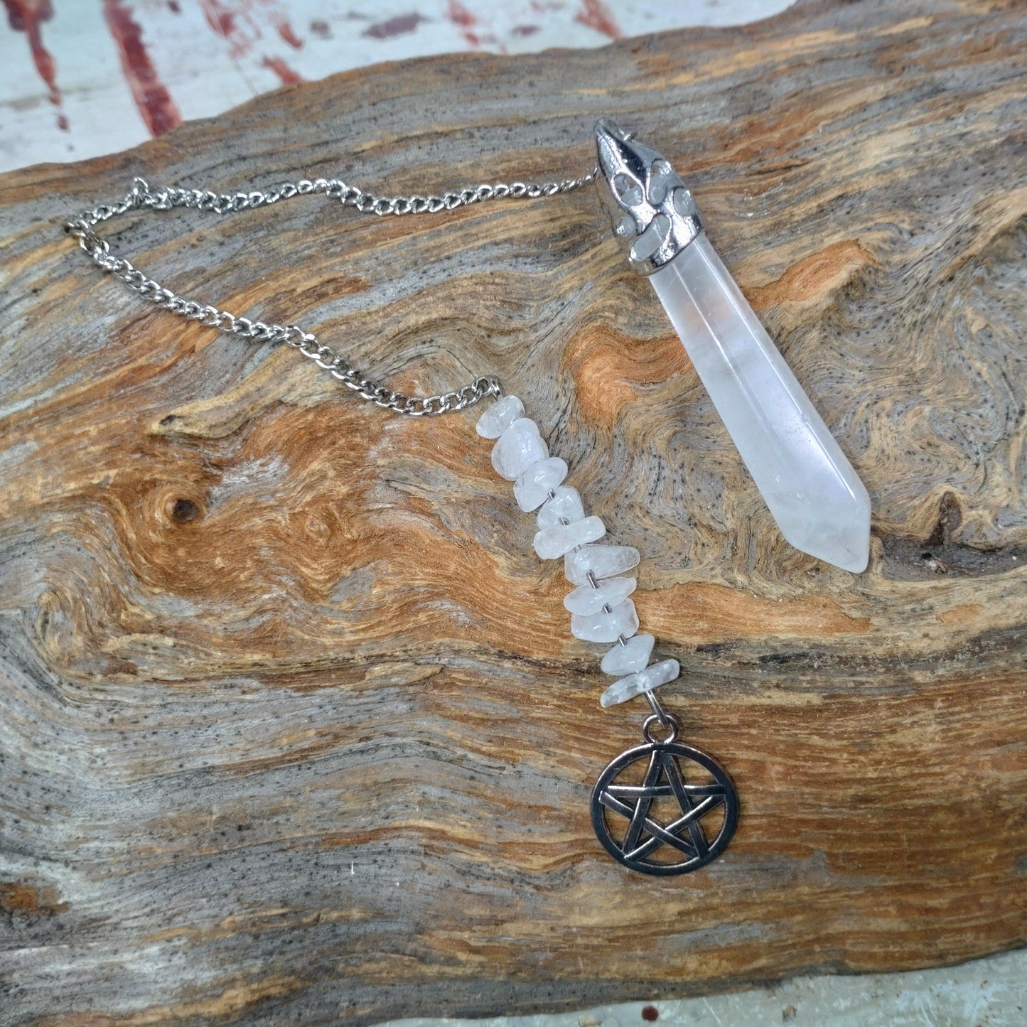 Pendel Bergkristall med pentagram