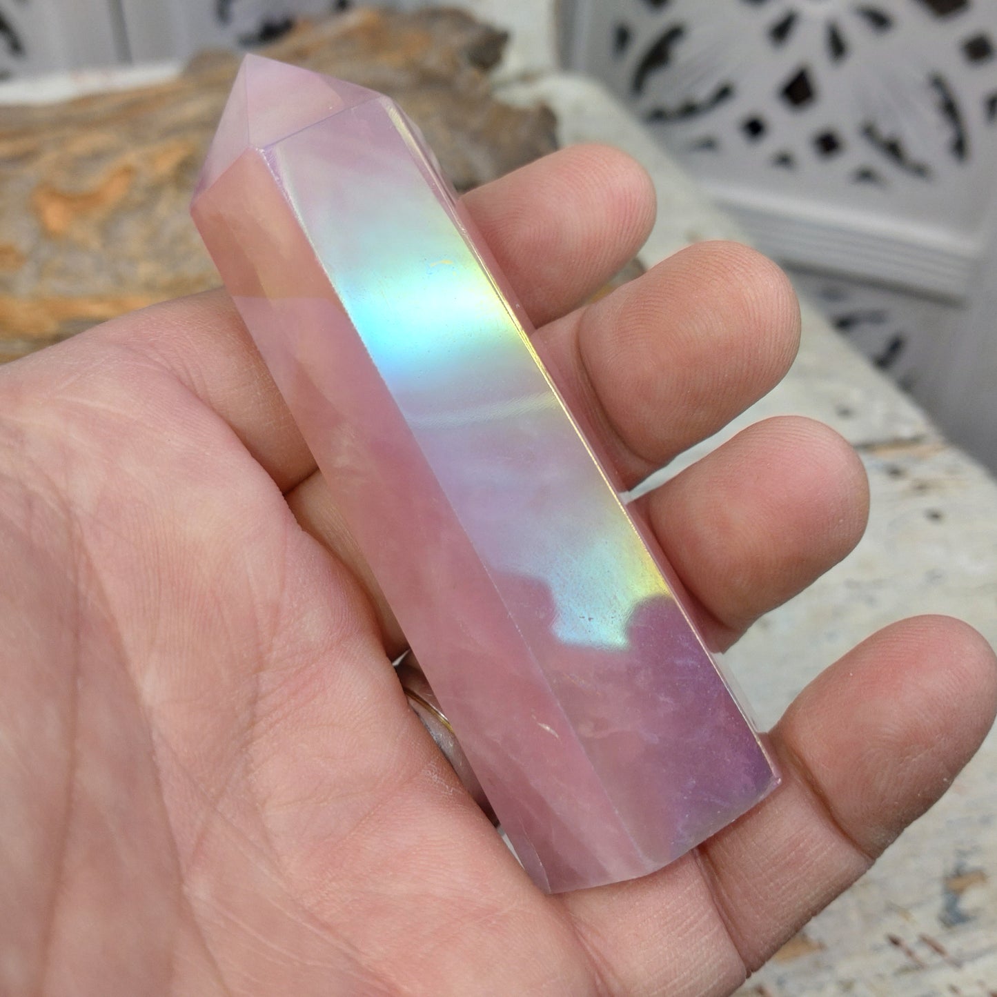 Rosenkvarts torn med Aura