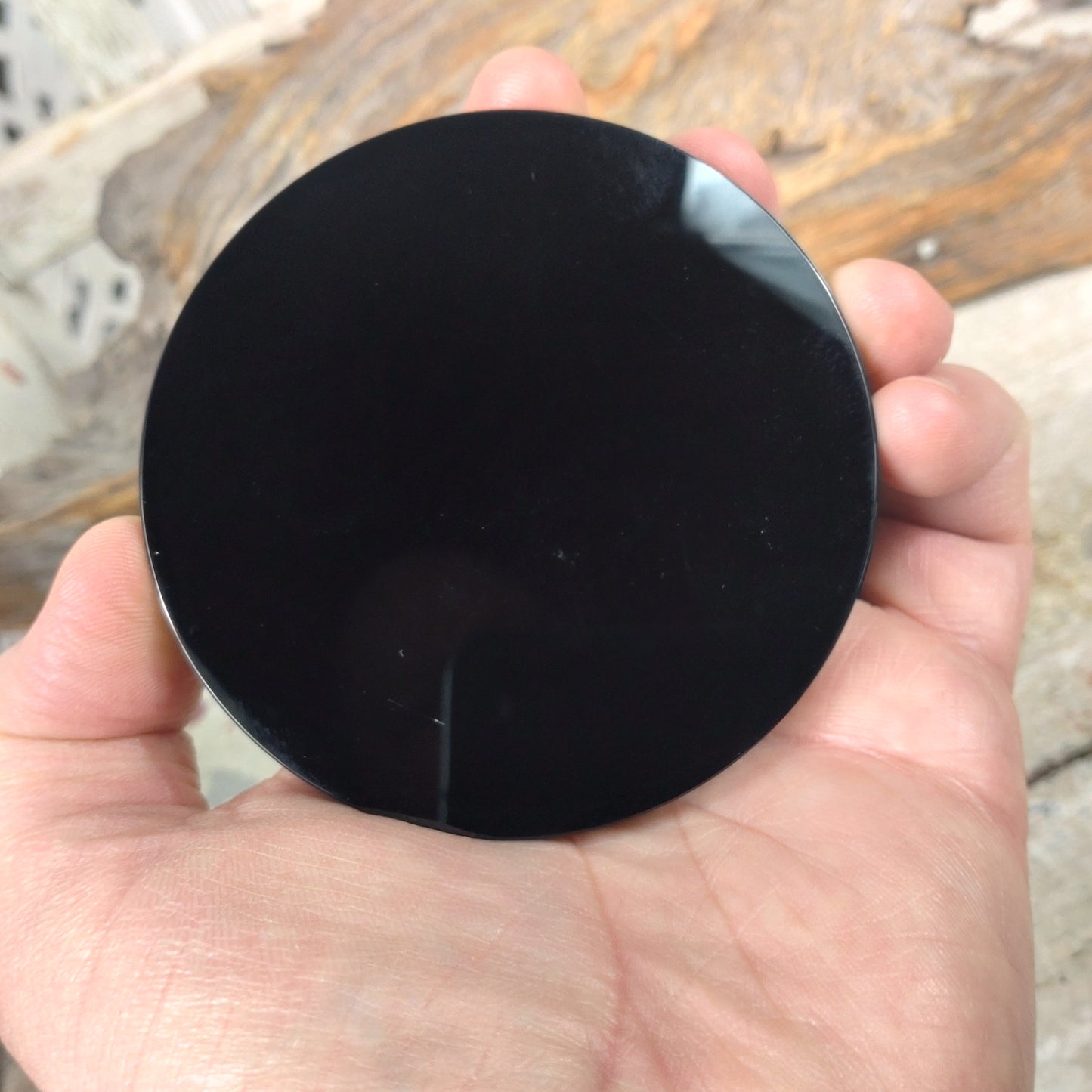 Svart Obsidian "spegel" magisk 7,8 cm